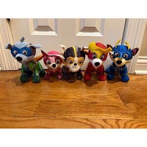 Bundle 5 Paw Patrol Mighty Pups Plush Toy Set Skye Chase Marshall Rubble Zuma